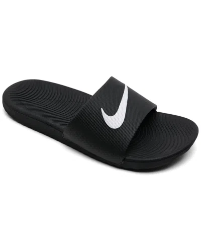 Nike Big Kids' Kawa Slide Sandals From Finish Line In Black,white