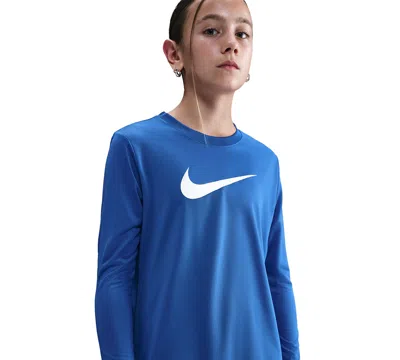 Nike Big Kids Legend Dri-fit Long-sleeve T-shirt In Blue