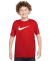 Nike Big Kids' Legend Swoosh-logo Crewneck Dri-fit T-shirt