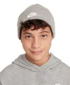 Nike Big Kids Peak Logo Embroidered Ribbed-knit Beanie In D Gr H,whi