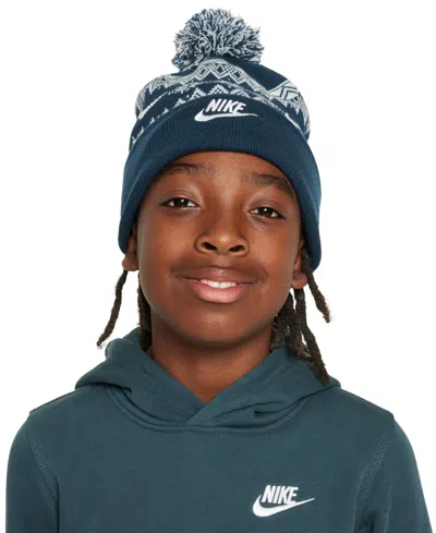 Nike Big Kids Peak Pom Beanie In Armrnv,whi