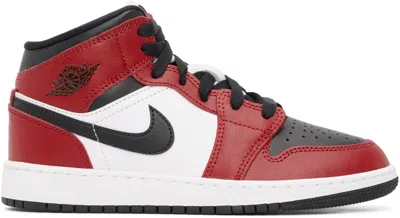 Nike Big Kids Red & White Air Jordan 1 Mid Sneakers In Multi
