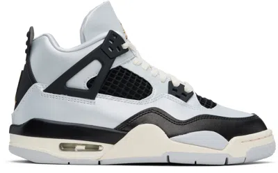 Nike Big Kids Silver & Black Air Jordan 4 Sneakers In Pure Platinum