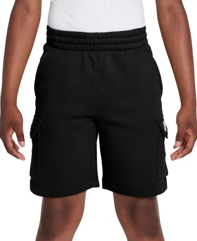 Nike Big Kids Sportswear Club Fleece Cargo Shorts In Black,black,white