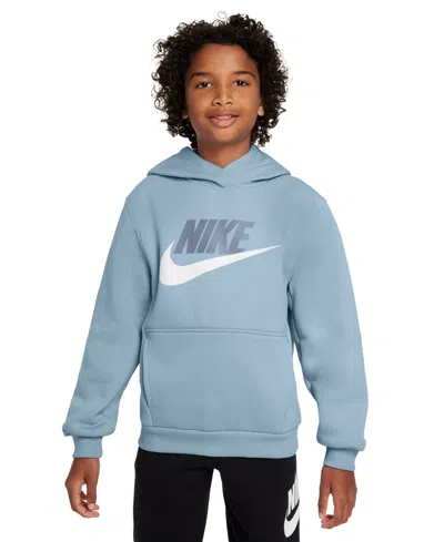 Nike Big Kids' Sportswear Club Fleece Hoodie In Lt Armory Blue,white,ashen Slate