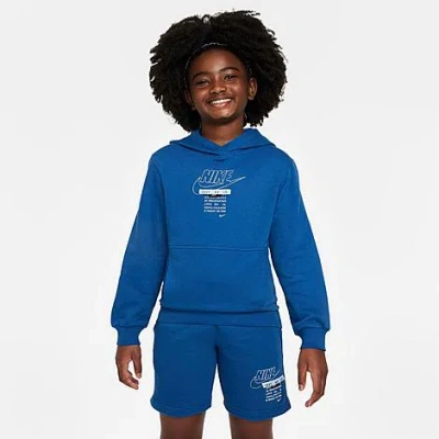 Nike Big Kids' Sportswear Club Specialty Pullover Hoodie In Court Blue/light Armory Blue