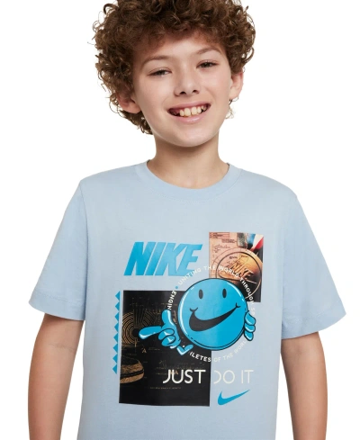 Nike Big Kids Sportswear Cotton Graphic T-shirt In Lt Armory Blue