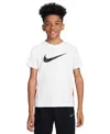 Nike Big Kids' Legend Swoosh-logo Crewneck Dri-fit T-shirt In White