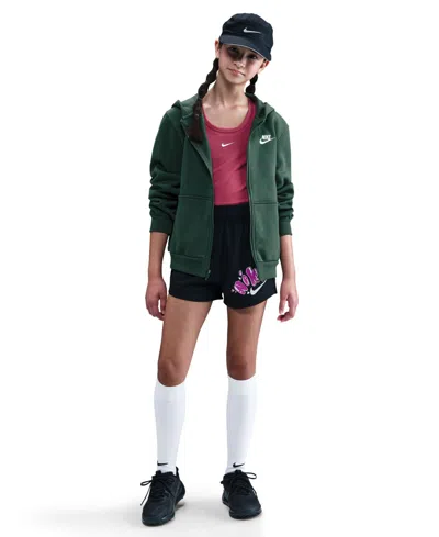 Nike Big Kids Sportswear Dri-fit One Woven High-waisted Shorts In Green