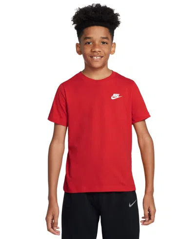 Nike Big Kids Sportswear Embroidered Logo Graphic T-shirt In University Red