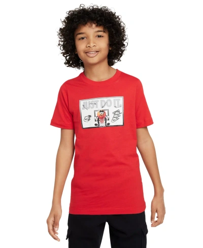 Nike Big Kids Sportswear Graphic Cotton T-shirt In University Red