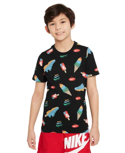 Nike Big Kids Sportswear Ice Cream Print Cotton T-shirt In Black
