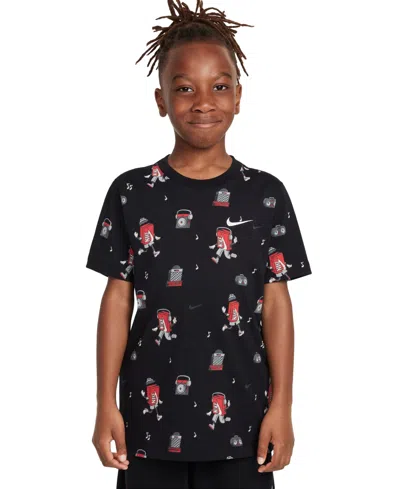 Nike Big Kids Sportswear Printed Crewneck T-shirt In Black
