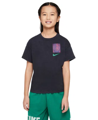 Nike Big Kids Sportswear Printed Crewneck T-shirt In Black