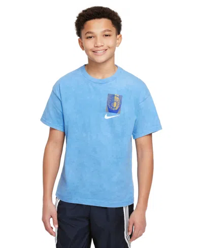 Nike Big Kids Sportswear Printed Crewneck T-shirt In Unvblu