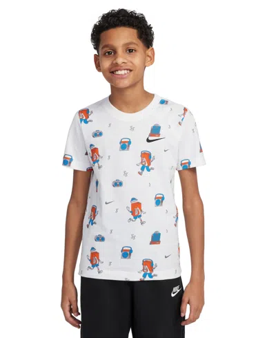 Nike Big Kids Sportswear Printed Crewneck T-shirt In White