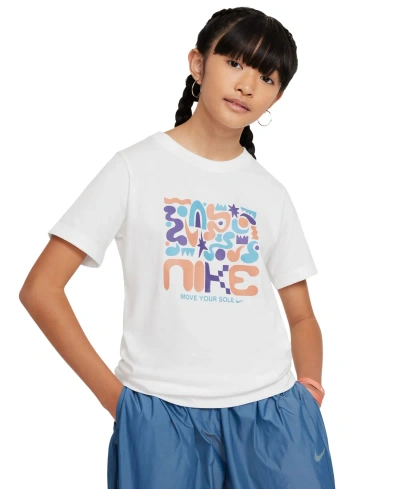 Nike Big Kids Sportswear Printed Crewneck T-shirt In White