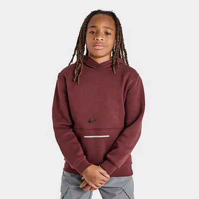 Nike Big Kids Sportswear Reflective Club Fleece Pullover Hoodie In Brown