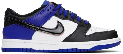 Nike Big Kids White & Blue Dunk Low Se Sneakers In 100 White/black-race