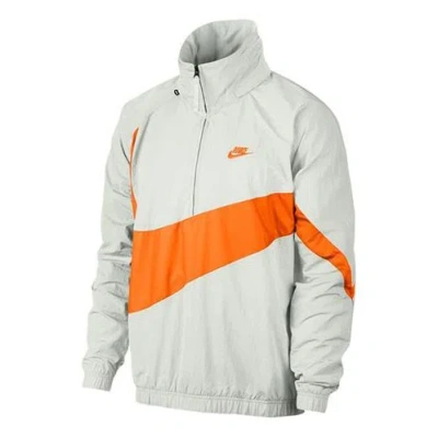 Nike Big Swoosh Half Zipper Jacket White Orange In Neutral