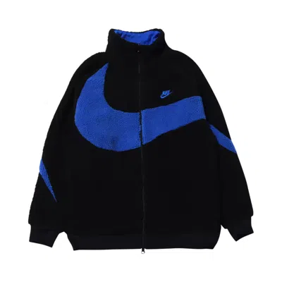 Pre-owned Nike Big Swoosh Reversible Boa Jacket (asia Sizing) 'black/game Royale' | Men's Size S
