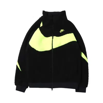 Pre-owned Nike Big Swoosh Reversible Boa Jacket (asia Sizing) 'black/neon' | Men's Size M