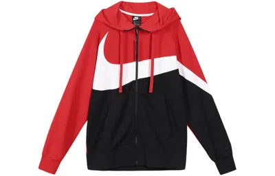 Pre-owned Nike Big Swoosh Zip-up Hoodie Jacket - Ar3085-657 In Red