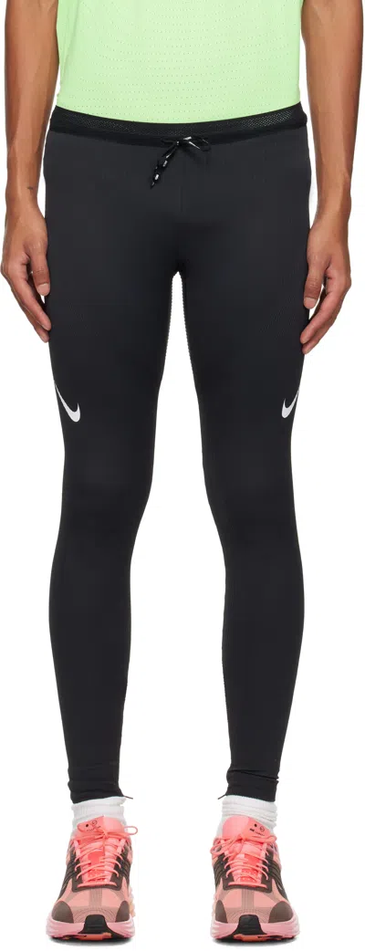 Nike Black Aeroswift Leggings In Black/summit White