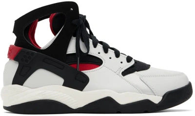Nike Black & Gray Air Flight Huarache Sneakers In Photon Dust/gym Red-
