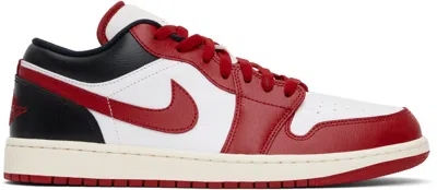 Nike Black & Red Air Jordan 1 Low Trainers In White/gym Red-black-