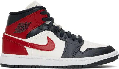 Nike Black & Red Air Jordan 1 Mid Sneakers In Sail/gym Red-off Noi