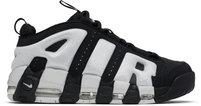 Nike Black & White Air More Uptempo Low Sneakers In Black/metallic Silver/photon Dust