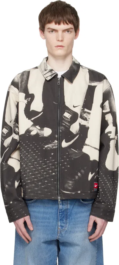 Nike Black & White ' Life' Field Sport Jacket In Multi