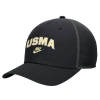 Nike Black Army Black Knights Vintage Arch Rise Performance Trucker Adjustable Hat In Black