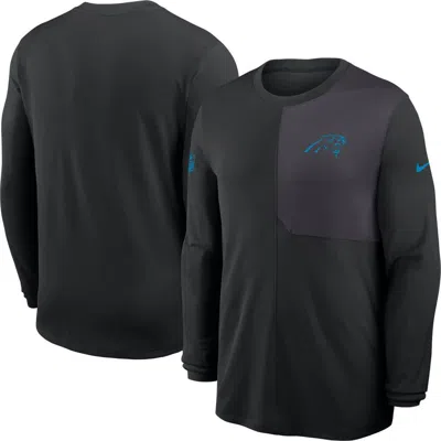Nike Black Carolina Panthers Sideline Coach Uv Performance Long Sleeve T-shirt
