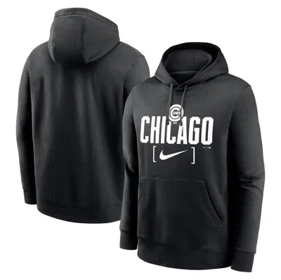 Nike Black Chicago Cubs Club Slack Pullover Hoodie In Black