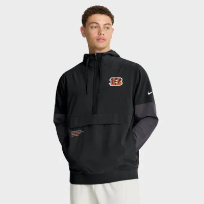 Nike Cincinnati Bengals Well Rounded Anorak  Men's Nfl 1/2-zip Hooded Jacket In Black