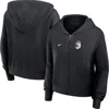 Nike Black Cincinnati Reds Cropped Chill Full-zip Hoodie In Black