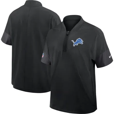 Nike Black Detroit Lions Sideline Short Sleeve Quarter-zip Performance Coach Jacket