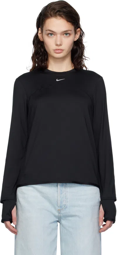 Nike Black Dri-fit Swift Element Uv Sport T-shirt In Black/reflective Sil
