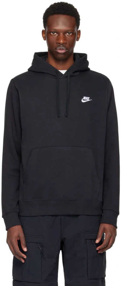 Nike Black Embroidered Hoodie In Black/black/white