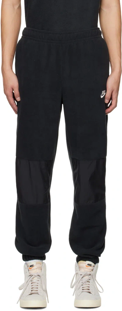 Nike Black Embroidered Lounge Pants In Black/sail