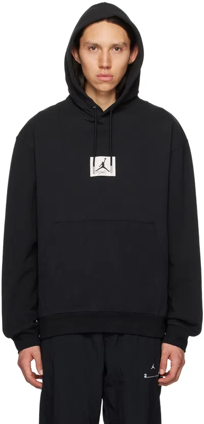 Nike Black Fleece Statement Hoodie In Black/gym Red