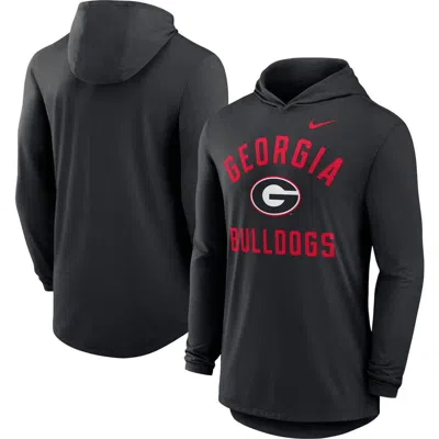 Nike Black Georgia Bulldogs Classic Arch Tri-blend Performance Long Sleeve Hoodie T-shirt