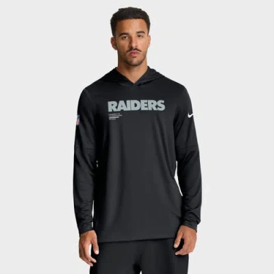 Nike Black Las Vegas Raiders Sideline Pure Fury Performance Long Sleeve Hoodie T-shirt