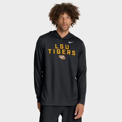 Nike Black Lsu Tigers 2025 Sideline Performance Long Sleeve Hoodie T-shirt