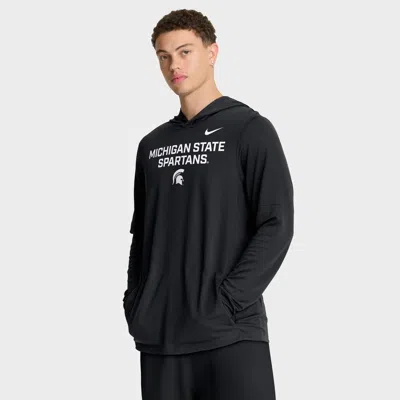 Nike Black Michigan State Spartans 2025 Sideline Performance Long Sleeve Hoodie T-shirt