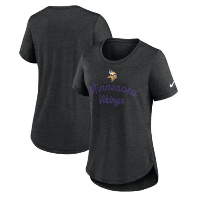 Nike Black Minnesota Vikings Script Tri-blend T-shirt In Gray