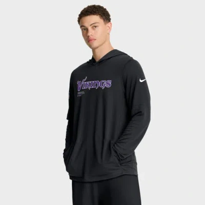 Nike Black Minnesota Vikings Sideline Pure Fury Performance Long Sleeve Hoodie T-shirt