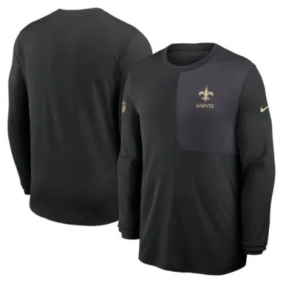 Nike New Orleans Saints Sideline Coach  Men's Dri-fit Nfl Long-sleeve Top In Black